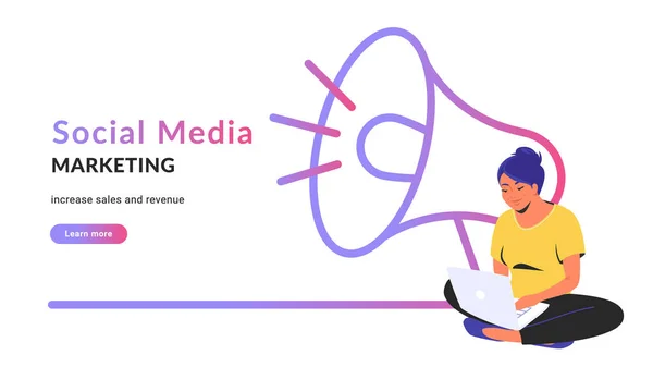 Μάρκετινγκ μέσων κοινωνικής δικτύωσης δημιουργικό διαφημιστικό banner — Διανυσματικό Αρχείο