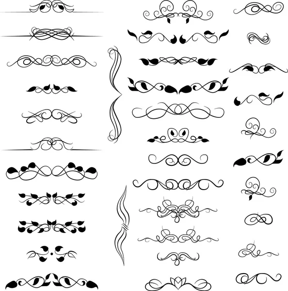 Set decorative design elements, calligraphic flourishes page decor — Stock Vector