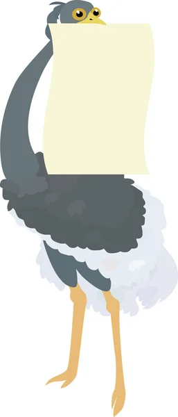 Drôle autruche tenant signe vierge — Image vectorielle