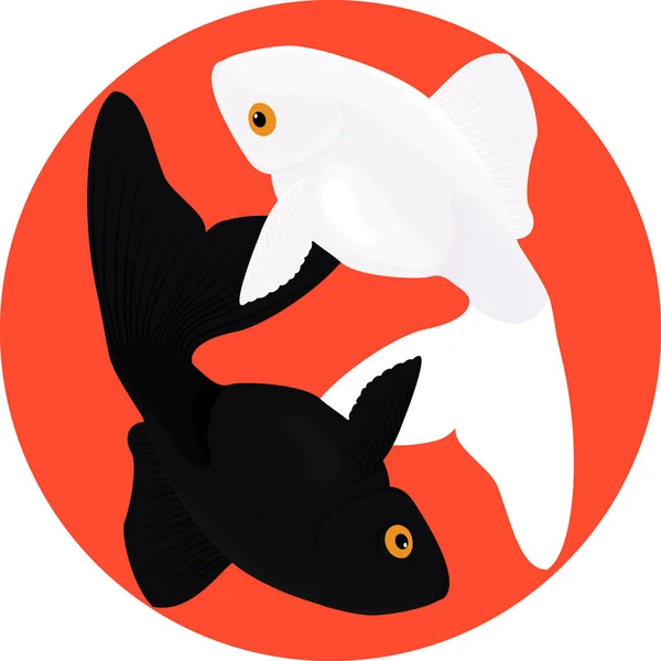 Sternzeichen Fische. zwei Fische, Symbol von Yin und Yang — Stockvektor