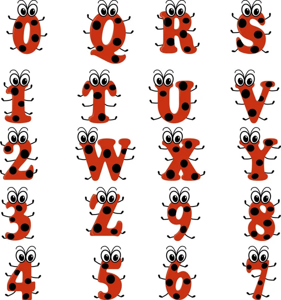 Alphabet style coccinelle, en rouge et noir — Image vectorielle