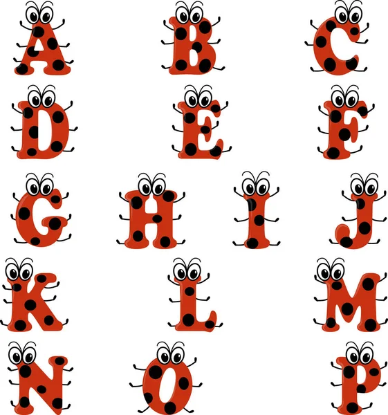 Alphabet style coccinelle, en rouge et noir — Image vectorielle