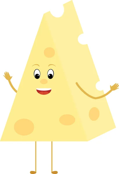 Yellow Cheese triangle cartoon slice character — Stock Vector