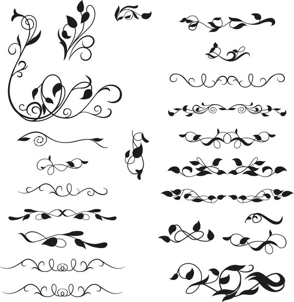 set text dividers isolated on white background