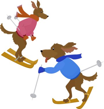İki köpek sembolü 2018.Cartoon vektör köpek spor