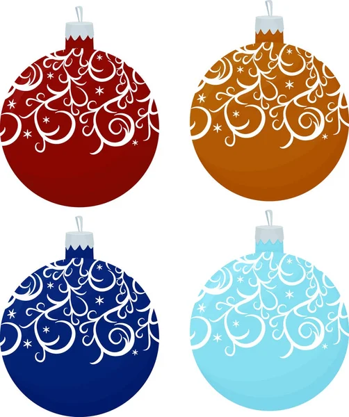 Set di palle di Natale decorative isolate su sfondo bianco — Vettoriale Stock