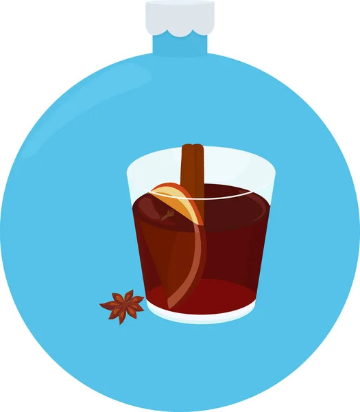 Glühwein. Weihnachtsgetränk. Weihnachtsurlaub alkoholischer Cocktail. — Stockvektor