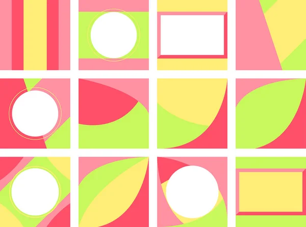 Ensemble de 12 fonds abstraits de printemps pastel lumineux pour la conception de réseaux sociaux — Image vectorielle