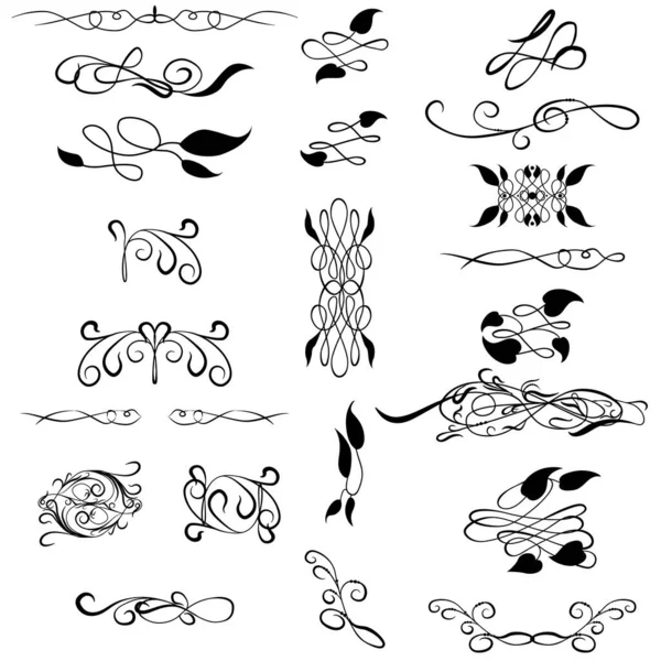 Set of calligraphic hand drawn decorative elements — Stock Vector