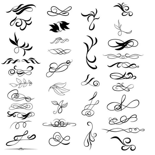 Set of calligraphic hand drawn decorative elements — Stock Vector