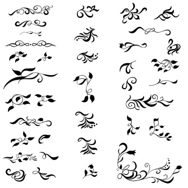 Set of calligraphic hand drawn decorative elements — Stock Vector