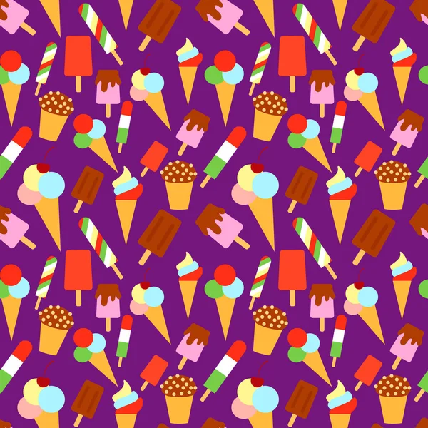 Nahtloser Hintergrund Mit Eis Auf Violett Textur Für Textilien Und — Stockvektor