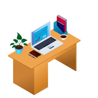 Çevrimiçi vektör bürosu iç illüstrasyonunda çalış