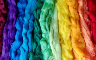 wool for felting different colors of the rainbow clipart