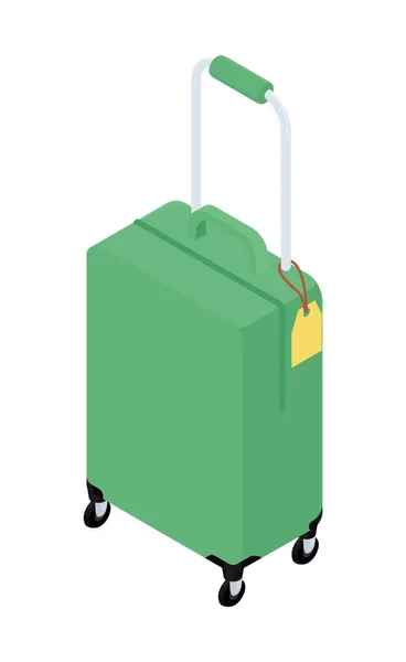 Reisekoffer Auf Rädern Grüner Koffer Mit Griff Auf Rädern Koffer — Stockvektor