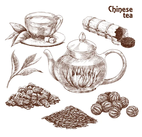 Conjunto de chá chinês —  Vetores de Stock