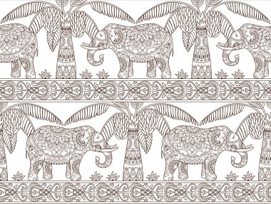 Fil ve palmiye ağacı seamless modeli