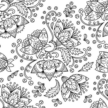 Çiçek etnik seamless modeli anahat