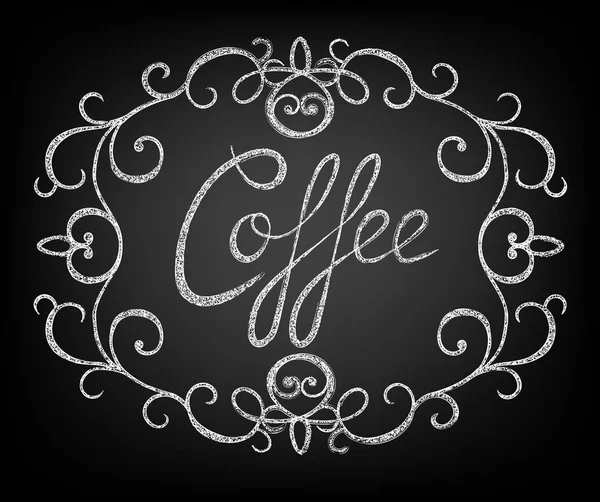 Chalk caligráfico lettering Café no quadro ornamental — Vetor de Stock