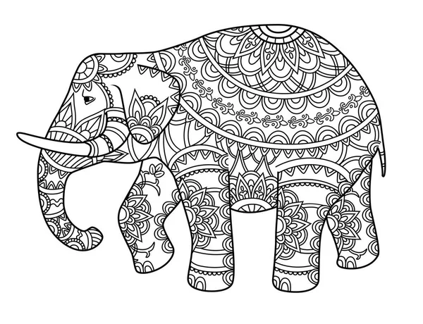 Esquema decorativo elefante — Vector de stock