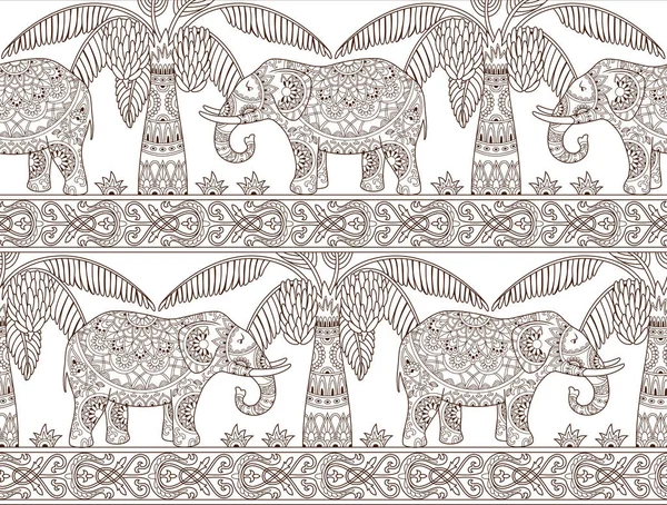 Patrón sin costura de elefante y palmera Gráficos Vectoriales