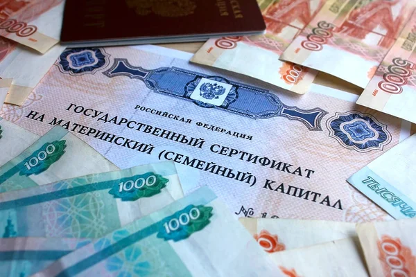 Россия Января 2020 Года Текст Государственное Свидетельство Российской Федерации Материнском — стоковое фото