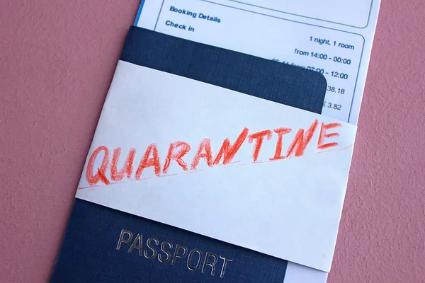 Este Scris Carantina Pașaportului Măsuri Siguranță Necesare Din Cauza Virusului — Fotografie, imagine de stoc
