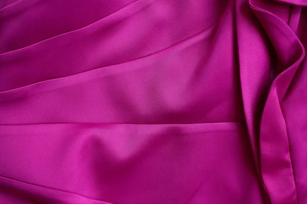 Textur Och Bakgrund Silke Satin Tyg Rosa Fuchsia Färg Sömmar — Stockfoto