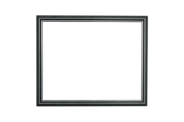 Anthracite and silver wooden picture frame on white background — Stock Photo, Image