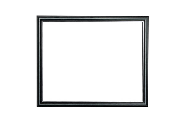 anthracite and silver wooden picture frame on white background 