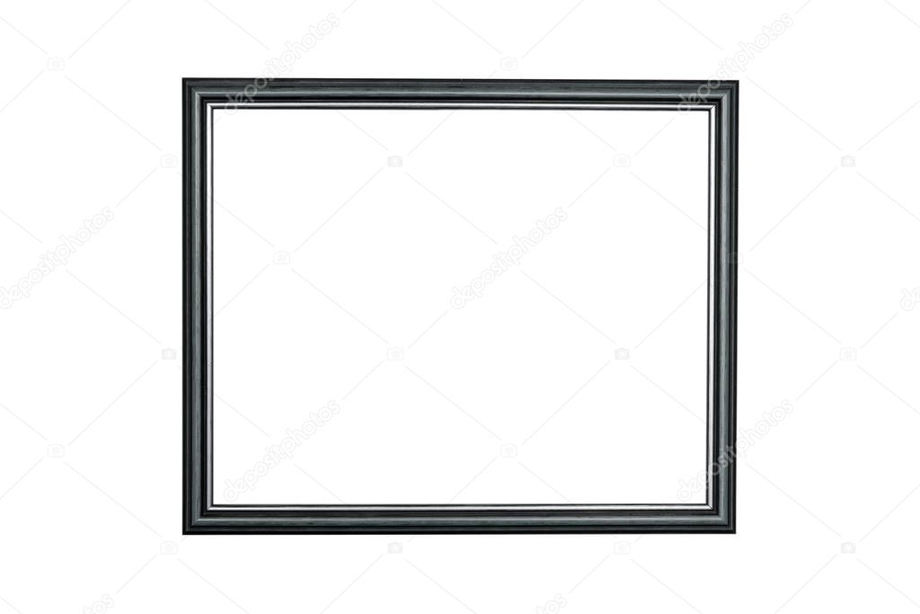 anthracite and silver wooden picture frame on white background 