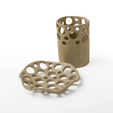 Diş fırçası ve sabun kabı için el yapımı vazo.