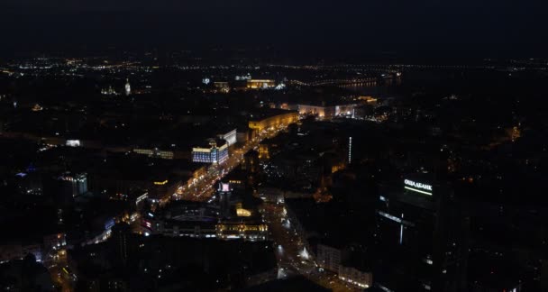 Gökyüzünden Gece Şehrine Bak Şehir Işıkları Bir Gece Şehrini Insansız Stok Video