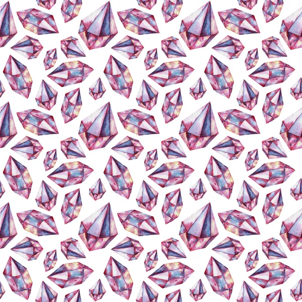 Patroon Met Aquarelkristallen Roze Kleuren Geschikt Voor Het Ontwerpen Van — Stockfoto
