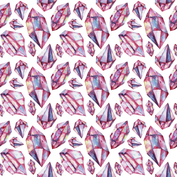 Patroon Met Aquarelkristallen Roze Kleuren Geschikt Voor Het Ontwerpen Van — Stockfoto