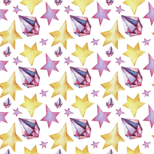Паттерн Акварельными Кристаллами Розового Цвета Подходит Оформления Бумаги Текстиля Печати — стоковое фото
