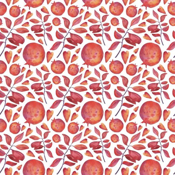 Autumn seamless pattern of bright watercolor elements. Suitable for fabrics, textiles, paper, cards and design