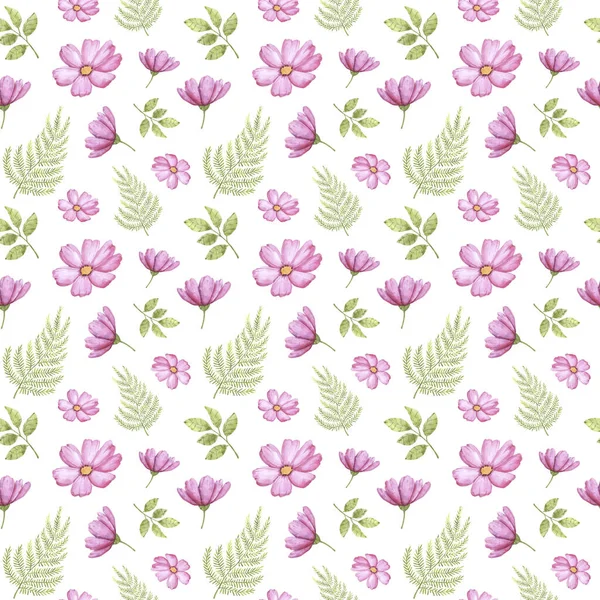 Patrón Sin Costura Lindo Floral Elementos Acuarela Dibujados Mano Flores — Foto de Stock