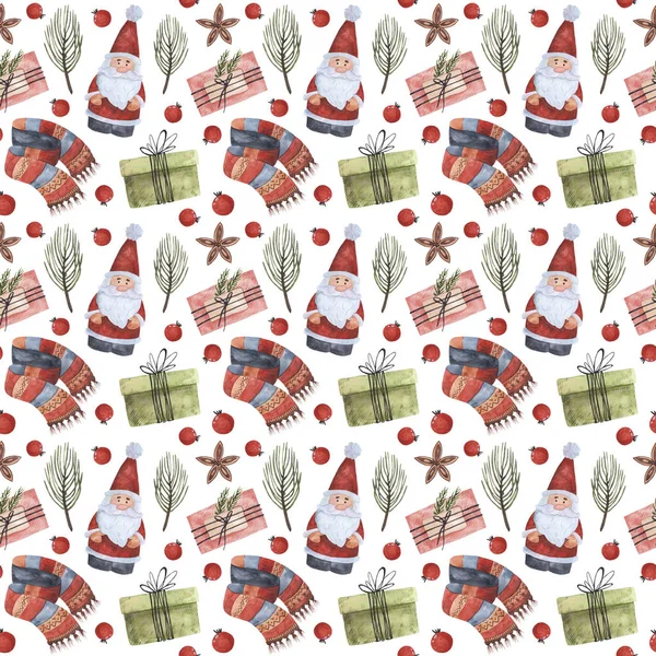 Cute Cozy Watercolor Pattern Christmas New Year Great Design Wrapping — Stock Photo, Image