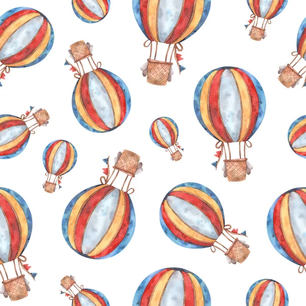 Modèle Sans Couture Sur Thème Transport Aérien Avec Des Ballons — Photo