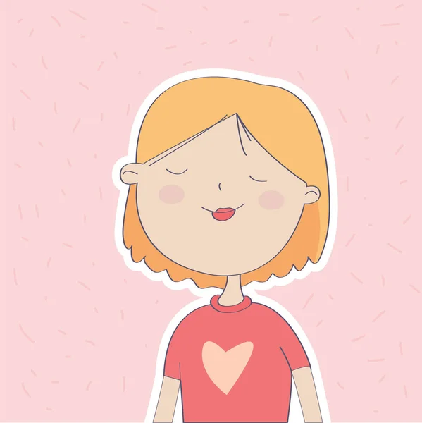 Soñando, lindo personaje de chica joven. Diseño de impresión, impresión de camiseta, libro para niños, tarjeta de felicitación — Vector de stock