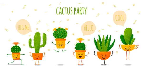 Impreza cute śmiech kaktusów w stylu kreskówki. ilustracja hildrens — Zdjęcie stockowe
