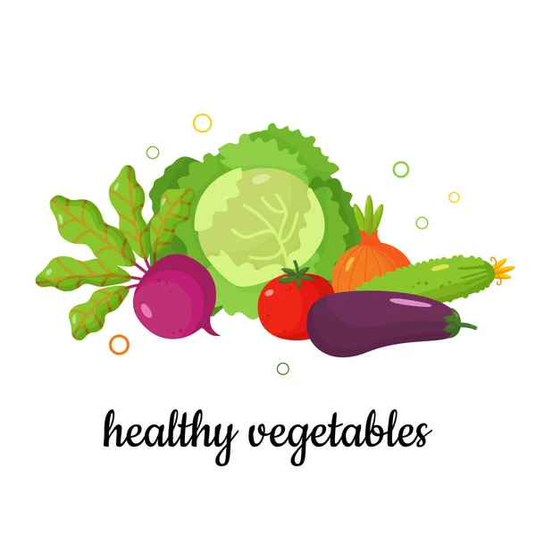 Состав свежих овощей. Натуральные ингредиенты для приготовления . — стоковый вектор