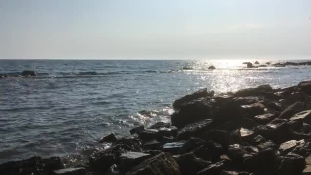 黑山岩石海岸上的海浪 — 图库视频影像