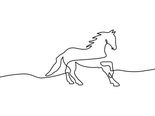 Kontinuierliche Linienzeichnung Des Pferdes Schwarz Weiße Vektorillustration Vektor — Stockvektor