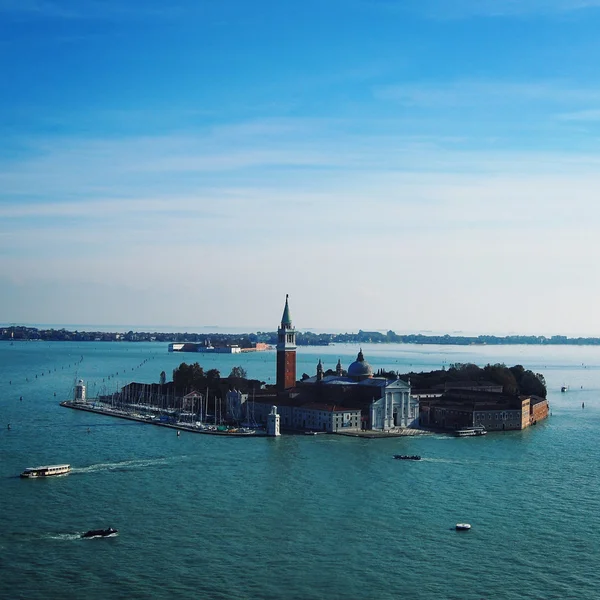 Letecký pohled na ostrově San Giorgio Maggiore, Benátky — Stock fotografie