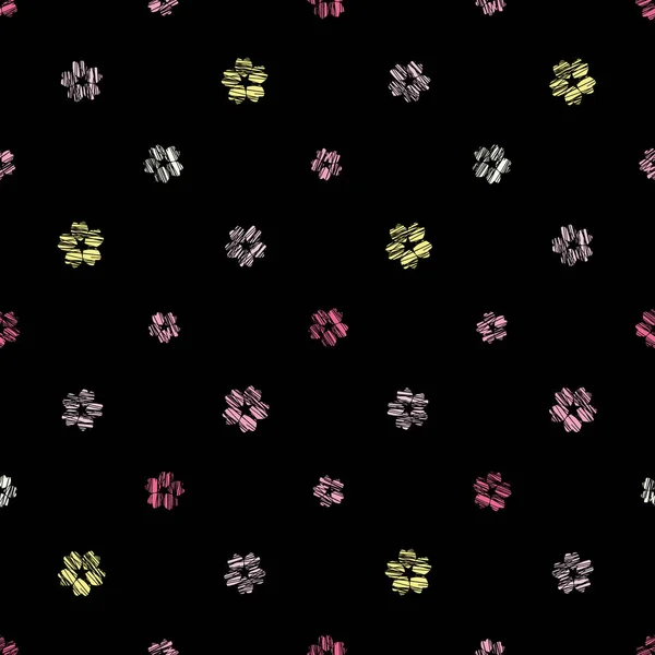 Scratched sakura flowers. Seamless pattern. Asian. — Stock Vector