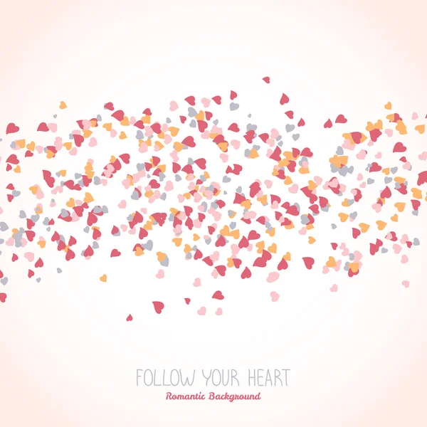 Wellenförmige Karte mit winzigen rosa Herzen. Textrahmen. — Stockvektor