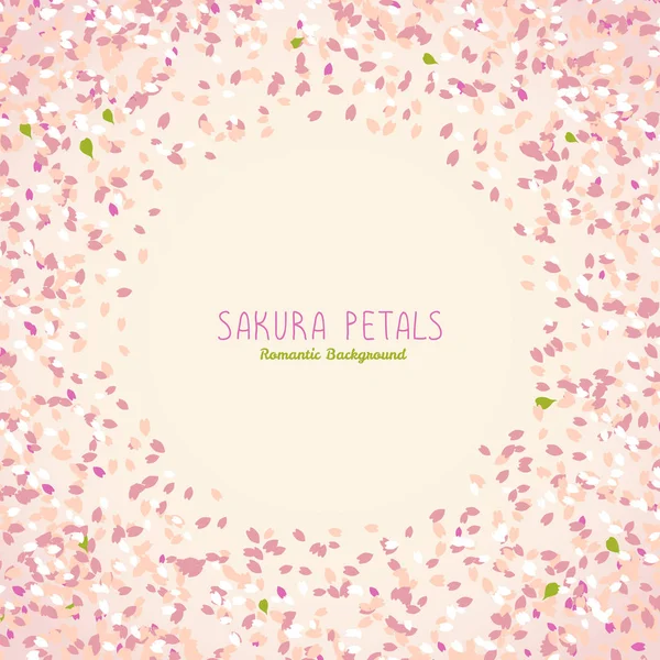 Pétalos Sakura. Una postal de primavera. Flores de cerezo . — Vector de stock