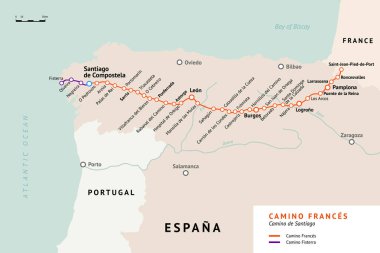 Fransızca şekilde eşleyin. Camino De Santiago. Fransa.